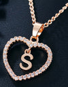 26 Letters Heart-shaped Zircon Pendant Necklace Stainless Steel Gold Color Chains Jewelry Birthday Gift For Women