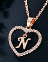 26 Letters Heart-shaped Zircon Pendant Necklace Stainless Steel Gold Color Chains Jewelry Birthday Gift For Women
