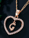 26 Letters Heart-shaped Zircon Pendant Necklace Stainless Steel Gold Color Chains Jewelry Birthday Gift For Women