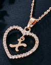 26 Letters Heart-shaped Zircon Pendant Necklace Stainless Steel Gold Color Chains Jewelry Birthday Gift For Women