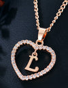 26 Letters Heart-shaped Zircon Pendant Necklace Stainless Steel Gold Color Chains Jewelry Birthday Gift For Women