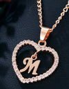 26 Letters Heart-shaped Zircon Pendant Necklace Stainless Steel Gold Color Chains Jewelry Birthday Gift For Women