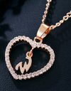 26 Letters Heart-shaped Zircon Pendant Necklace Stainless Steel Gold Color Chains Jewelry Birthday Gift For Women