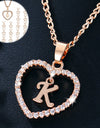 26 Letters Heart-shaped Zircon Pendant Necklace Stainless Steel Gold Color Chains Jewelry Birthday Gift For Women