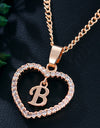 26 Letters Heart-shaped Zircon Pendant Necklace Stainless Steel Gold Color Chains Jewelry Birthday Gift For Women