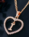 26 Letters Heart-shaped Zircon Pendant Necklace Stainless Steel Gold Color Chains Jewelry Birthday Gift For Women