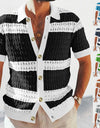 Summer Luxury Fashion New Knitted Shirt Men's Polo Neck Short Sleeve Colored Hollow Breathable Cardigan Men's Top Coat