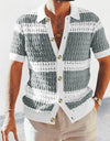 Summer Luxury Fashion New Knitted Shirt Men's Polo Neck Short Sleeve Colored Hollow Breathable Cardigan Men's Top Coat