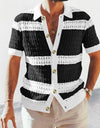 Summer Luxury Fashion New Knitted Shirt Men's Polo Neck Short Sleeve Colored Hollow Breathable Cardigan Men's Top Coat